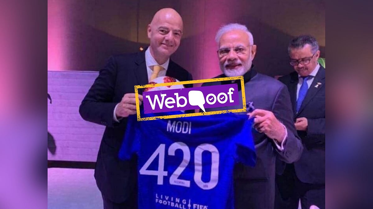 Viral post on social media falsely claim that Prime Minister Narendra Modi received a FIFA jersey that says, “MODI 420.”