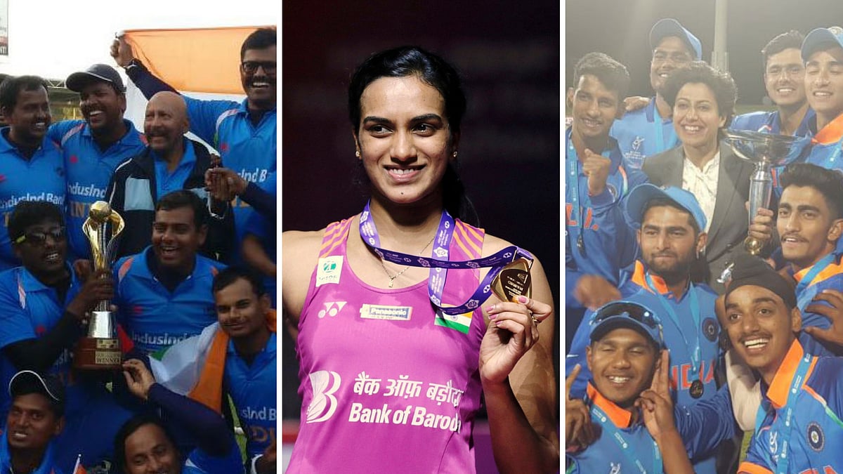 From left: India Blind Cricket Team, PV Sindhu, India U-19 Cricket Team