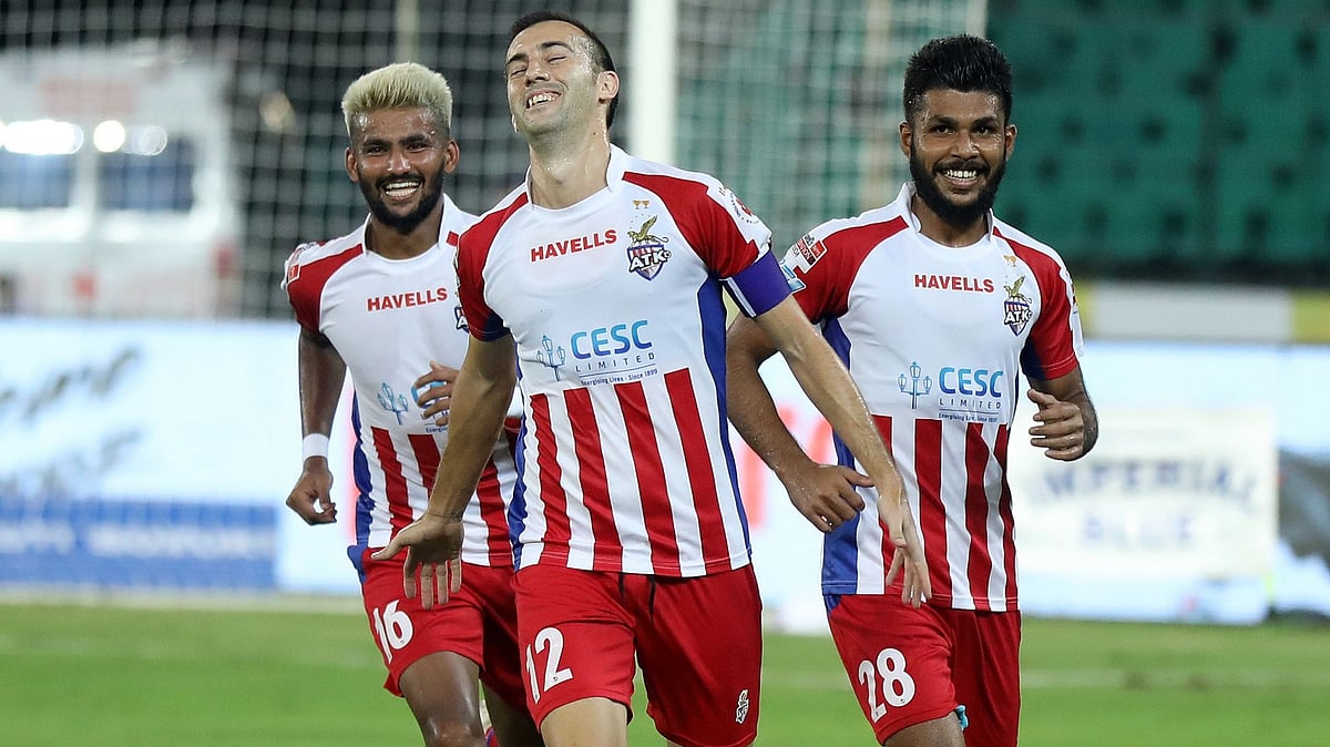 ATK players celebrate their 3-2 win against Chennaiyin FC in Hero ISL on Sunday.