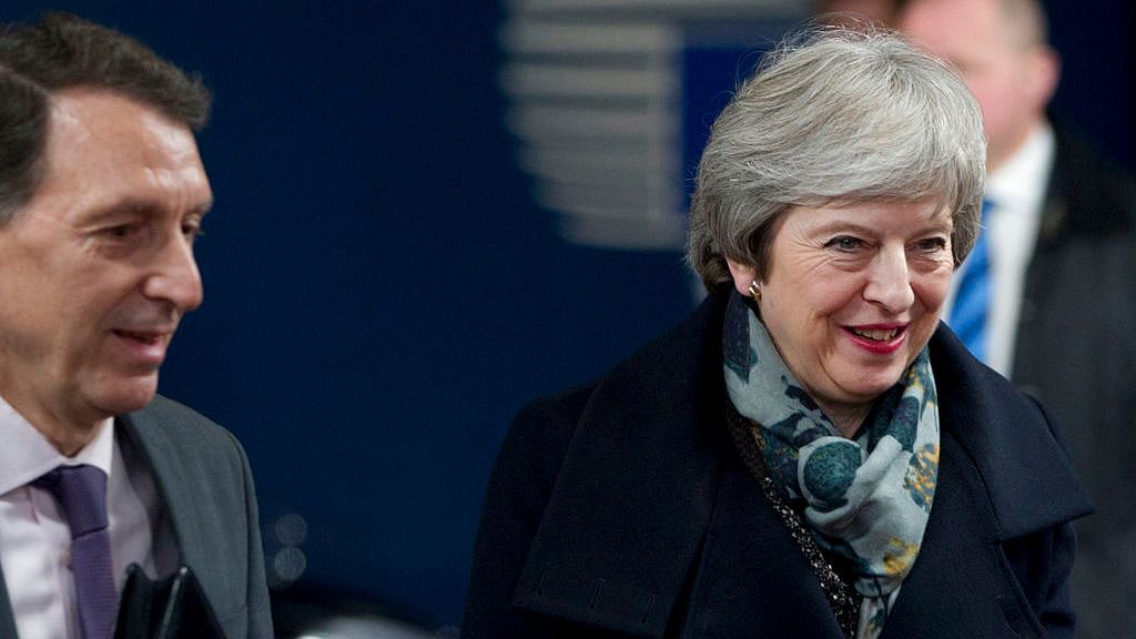British Prime Minister Theresa May, right, with European Council President Donald Tusk in Brussels.