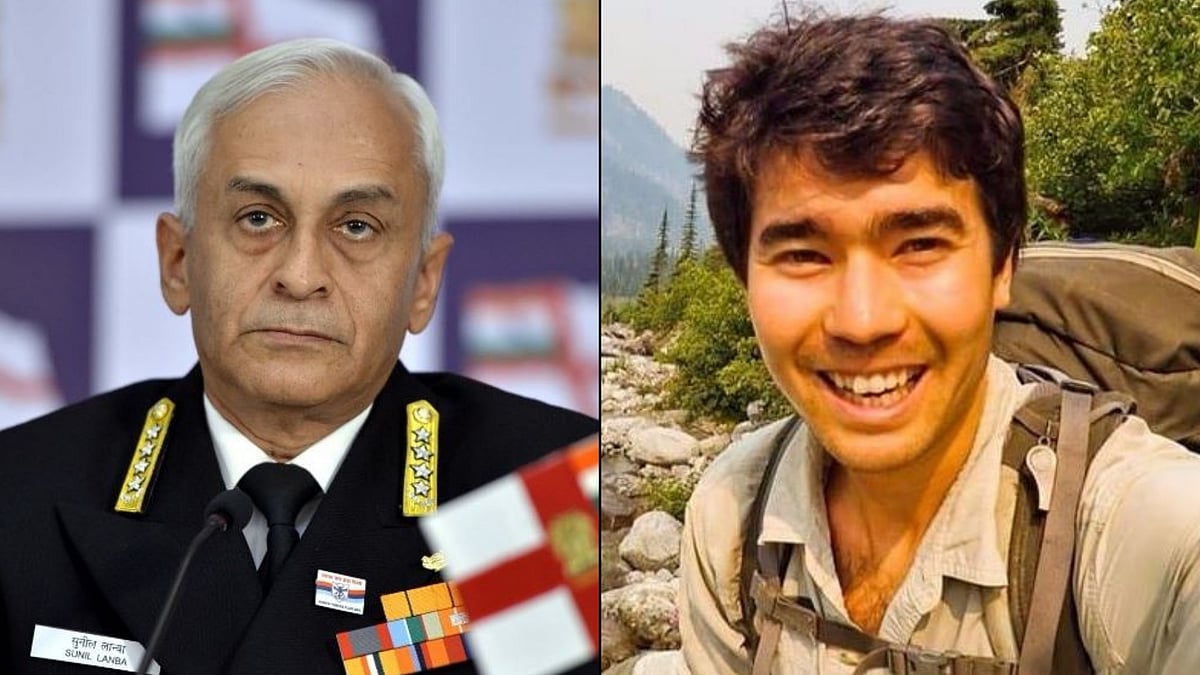 Indian Navy chief Admiral Sunil Lanba (L). American tourist John Allen Chau (R). 