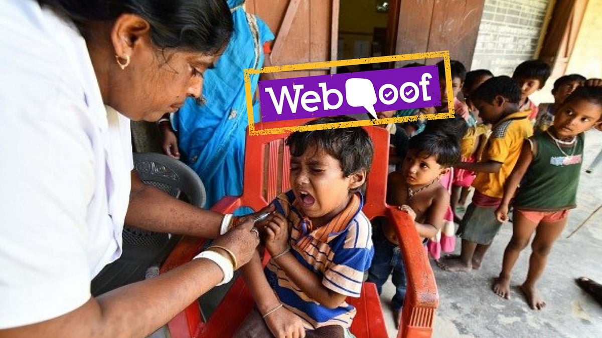 Health worker injects a measles-rubella (MR) vaccine at Hatibhangi village in Morigaon district in Assam.