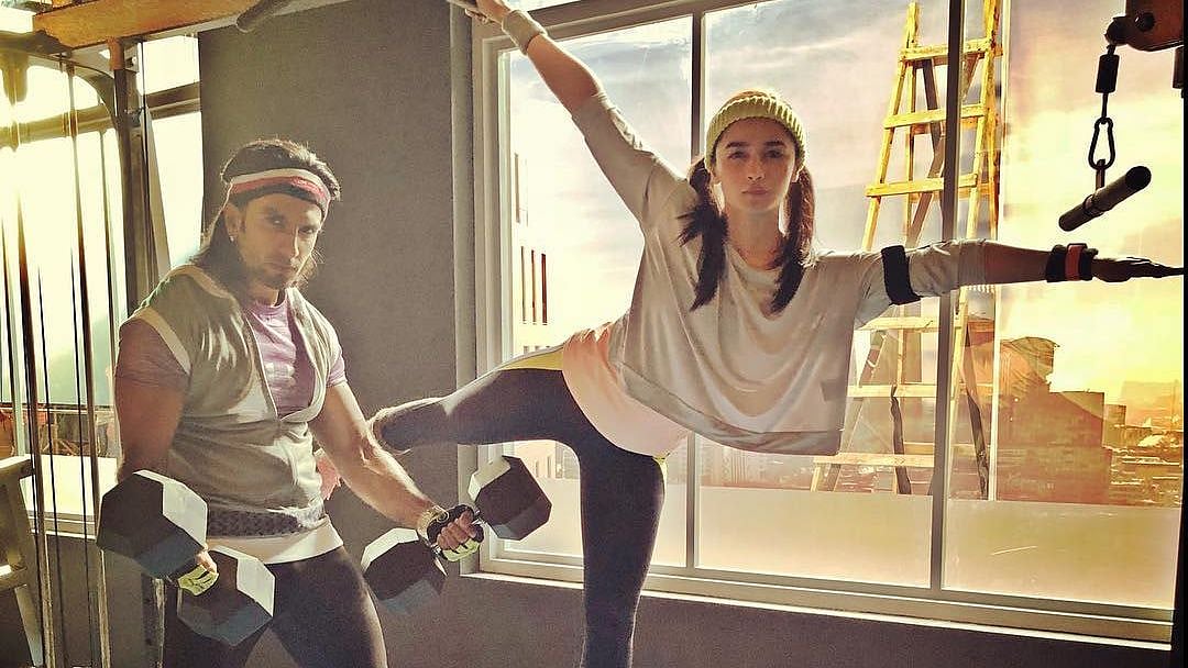 Ranveer Singh and Alia Bhatt work out together.