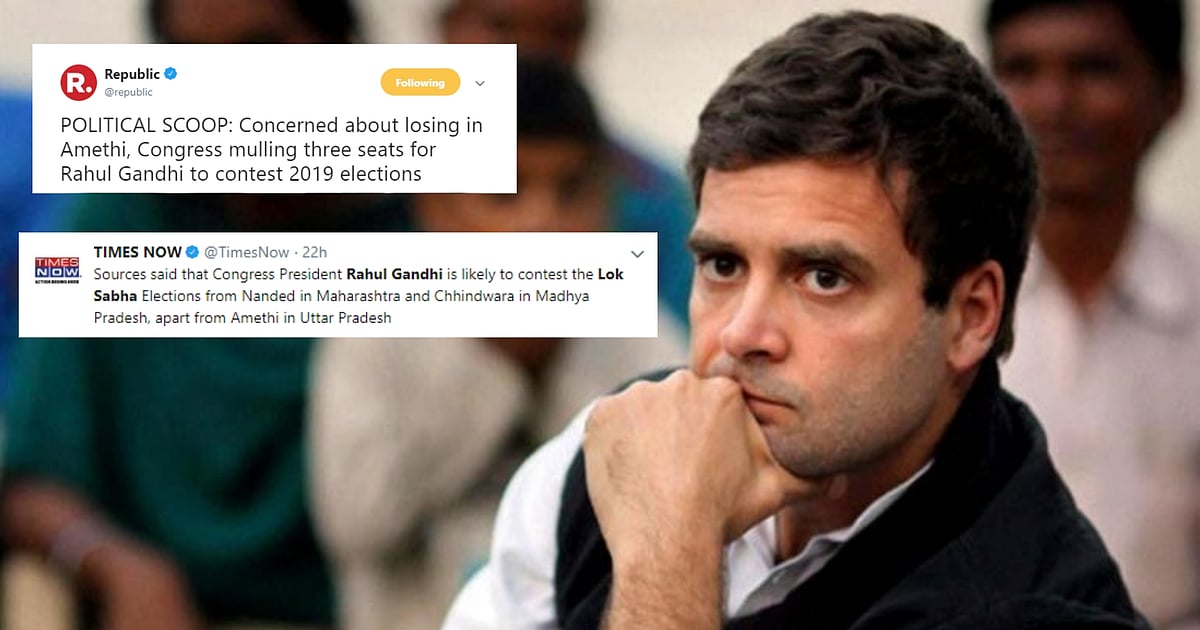 Image accompanying Congress' Rahul Gandhi will contest on 3 seats in the 2019 Lok Sabha Elections.