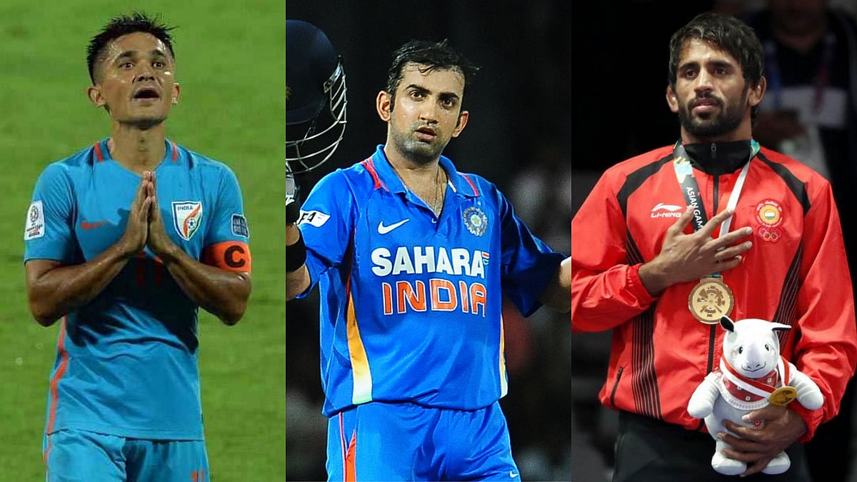From left: Sunil Chhetri, Gautam Gambhir and Bajrang Punia.