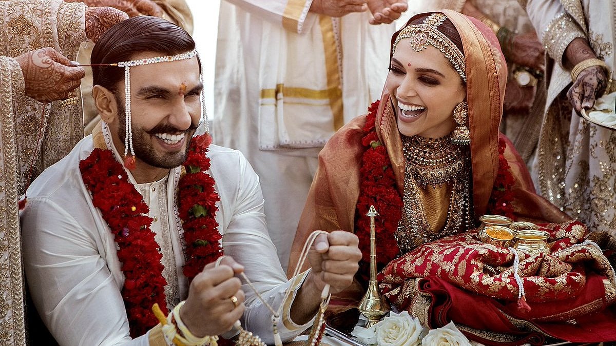 Actors Deepika Padukone and Ranveer Singh during their wedding in Italy.