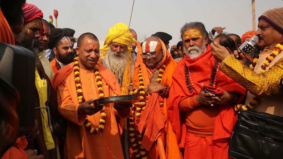 Uttar Pradesh Chief Minister Adityanath performs rituals ahead of the Kumbh Mela. 