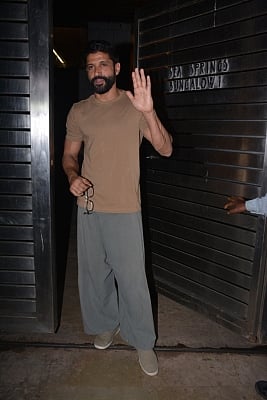 Mumbai: Actor Farhan Akhtar during his birthday celebrations at his residence in Mumbai on Jan 9, 2019. (Photo: IANS)