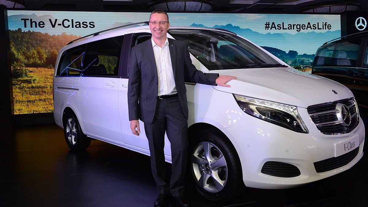 Martin Schwenk, Managing Director &amp; CEO, Mercedes-Benz India with the V-Class.