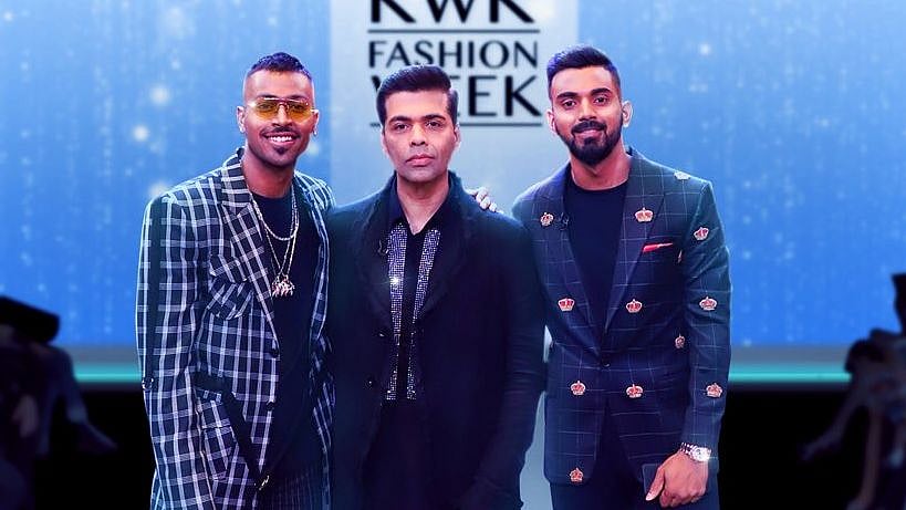 (Left to Right) Hardik Pandya, Karan Johar and KL Rahul. 