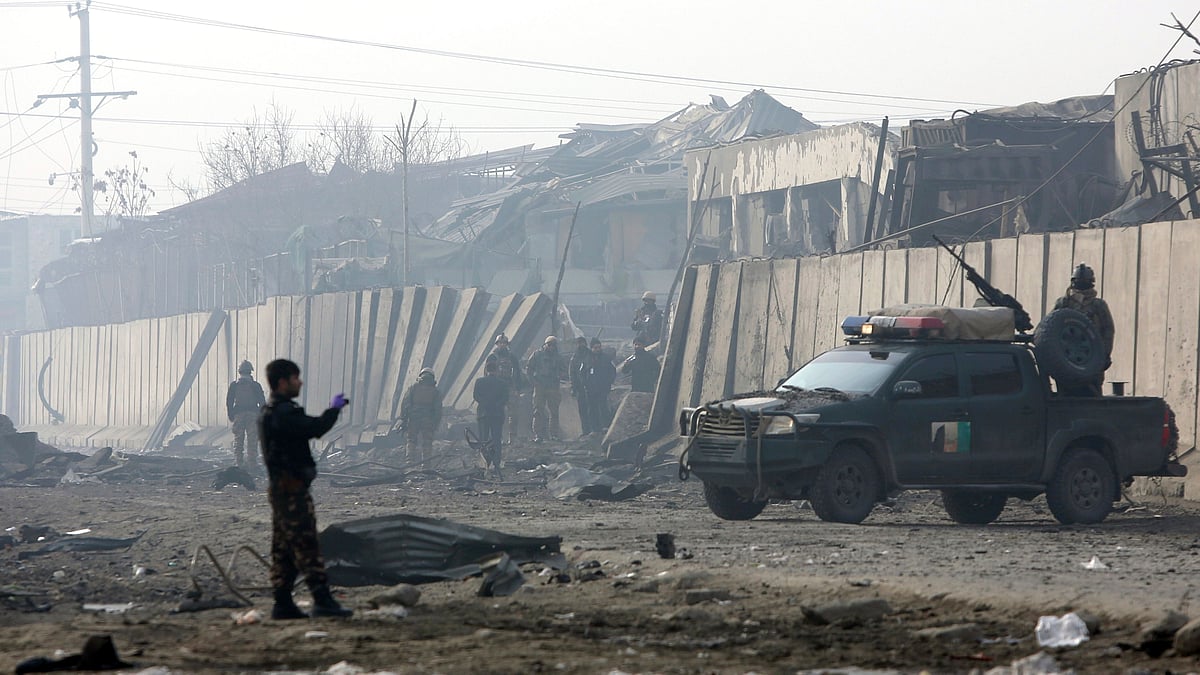Afghan security forces man at the site a day after an attack in Kabul, Afghanistan, on Tuesday, 15 January, 2019.