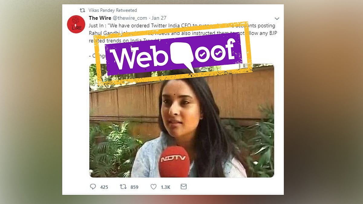 A post claimed that Congress has asked Twitter to suspend all accounts which had posted memes on Rahul Gandhi.