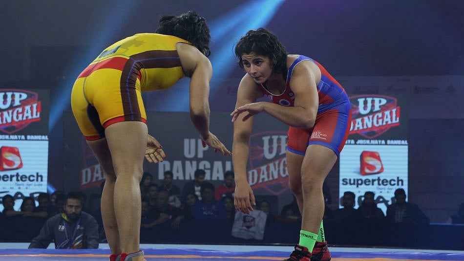  UP Dangal’s Sarita won the decider against World. 4 in 57 kg female category Pooja Dhanda of MP Yodha.