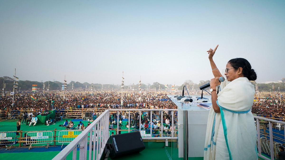 West Bengal Chief Minister Mamata Banerjee at United India Rally. 