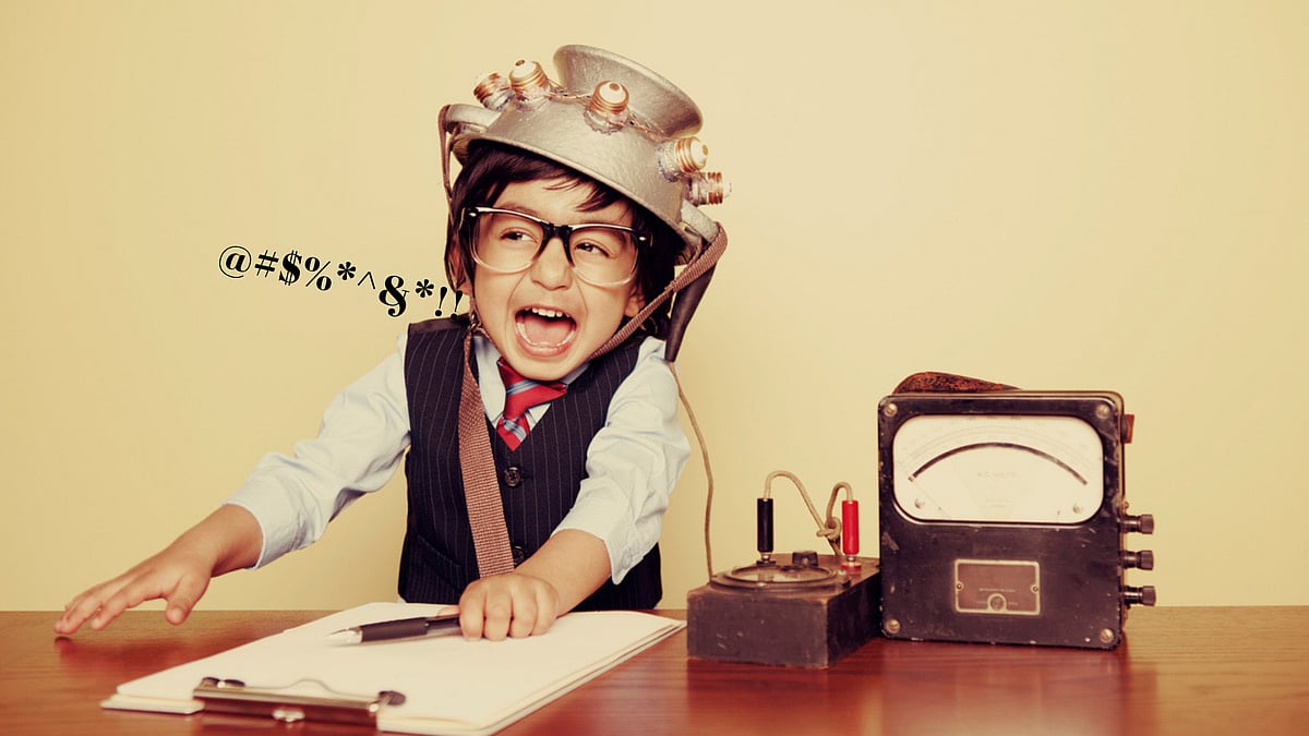 A stock image of a child swearing.