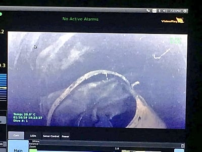 Ksan: Pictures of a body detected by Indian Naval divers inside a 370-feet flooded coal mine using an underwater ROV (remotely operated vehicle) in Ksan of Meghalaya