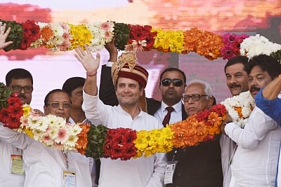 Bhubaneswar: Congress President Rahul Gandhi during a party rally in Bhubaneswar on Jan 25, 2019. (Photo: IANS)