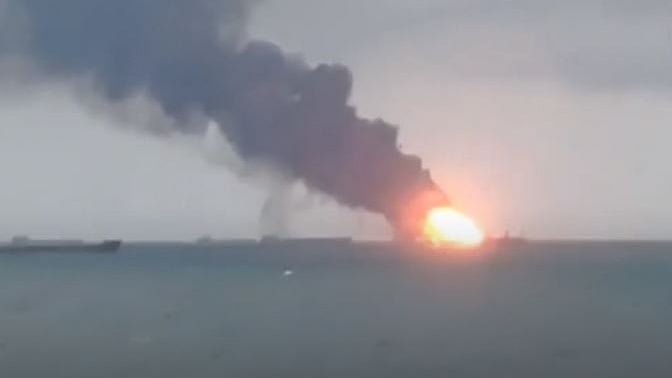 Two ships catch fire in Black Sea, at least 14 dead.