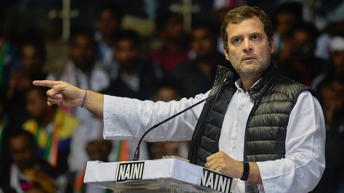 Congress President Rahul Gandhi addresses a Yuva Kranti Yatra event at Talkatora Stadium in New Delhi on Wednesday, 30 January. 
