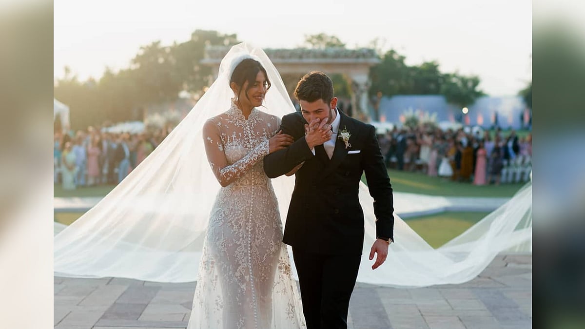 Priyanka Chopra and Nick Jonas at their wedding.