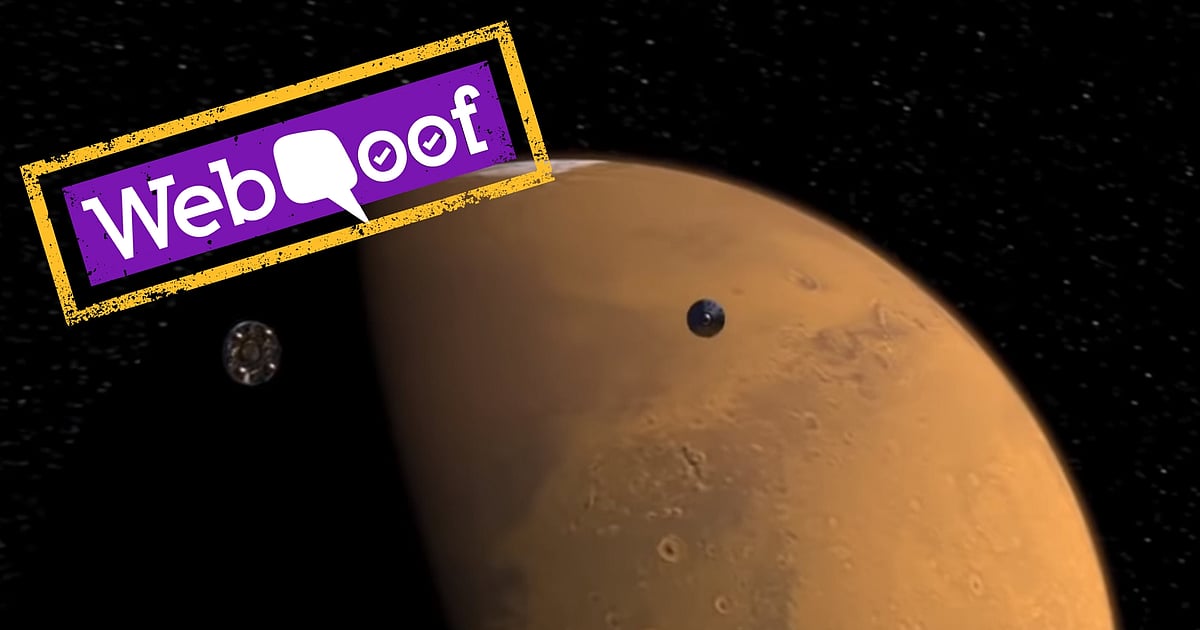 Image accompanying This video shows ISRO's Mangalyaan successfully landing on Mars.
