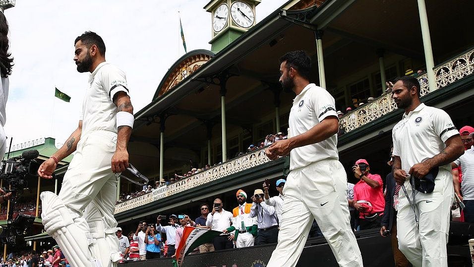 Indian cricketers wore black armbands as a mark of respect for Sachin Tendulkar’s coach Ramakant Achrekar who passed away on Wednesday.