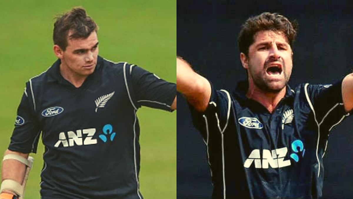 File picture of Tom Latham (L) and Colin de Grandhomme.