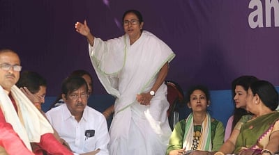 Kolkata: West Bengal Chief Minister and Trinamool Congress (TMC) supremo Mamata Banerjee during a sit-in (dharna) demonstration over the CBI