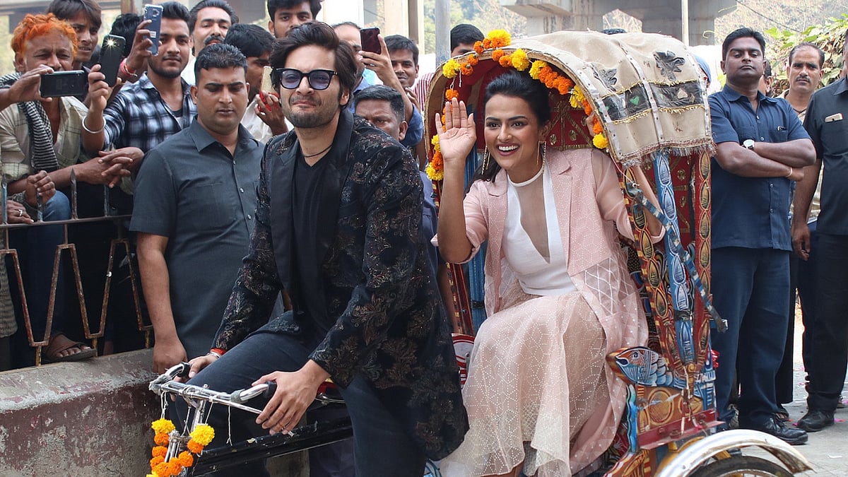Ali Fazal and Shraddha Srinath at the trailer launch of <i>Milan Talkies</i>.