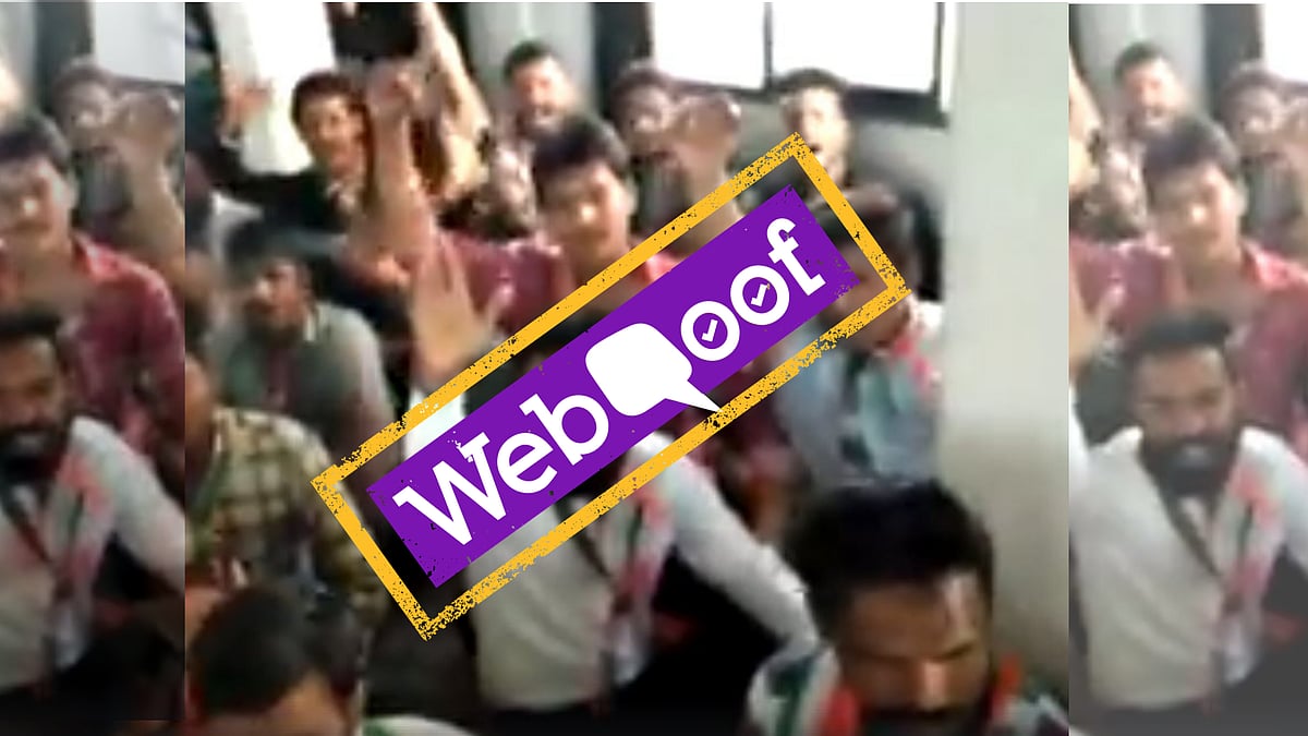 Screenshot of a video falsely claiming Congress workers chanted Pakistan Zindabad