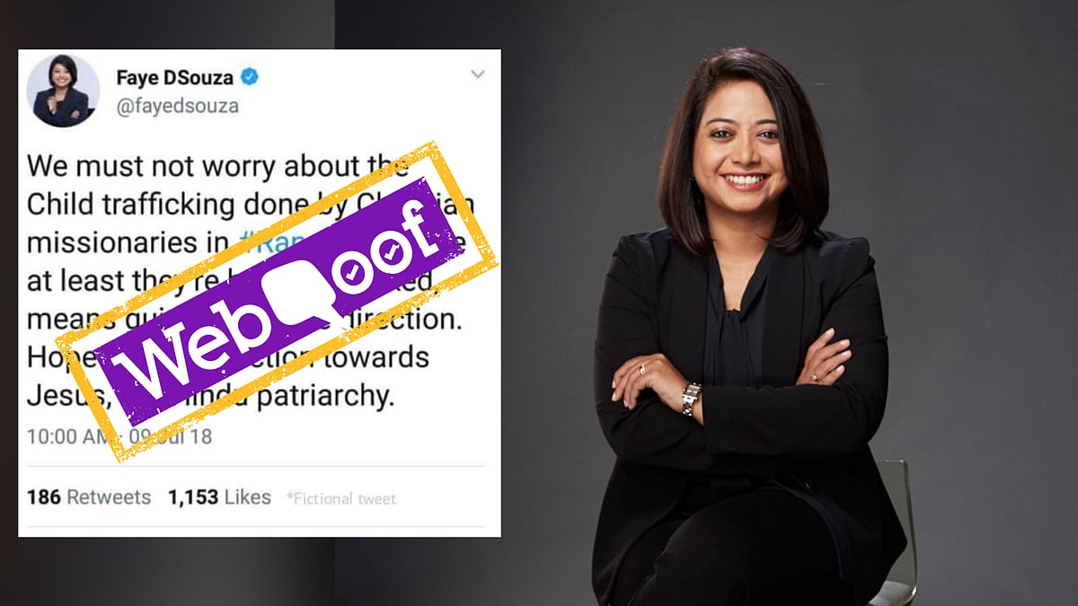 A tweet that was put out in Faye D’Souza’s name has been called out as fake by the journalist on the social media platform. 