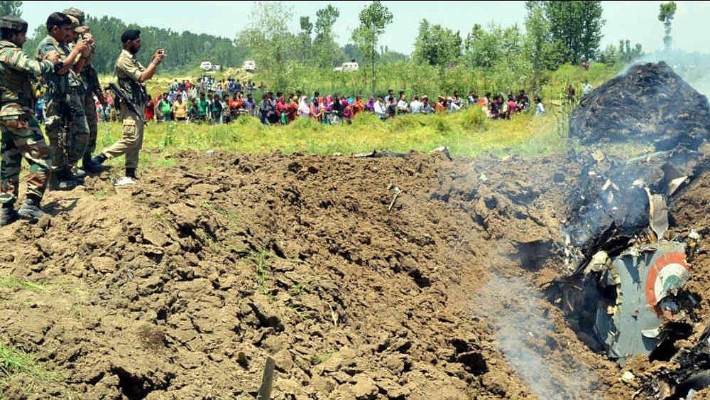 Anantnag: Debris of MiG-21 fighter plane which crashed on May 27, 2014.