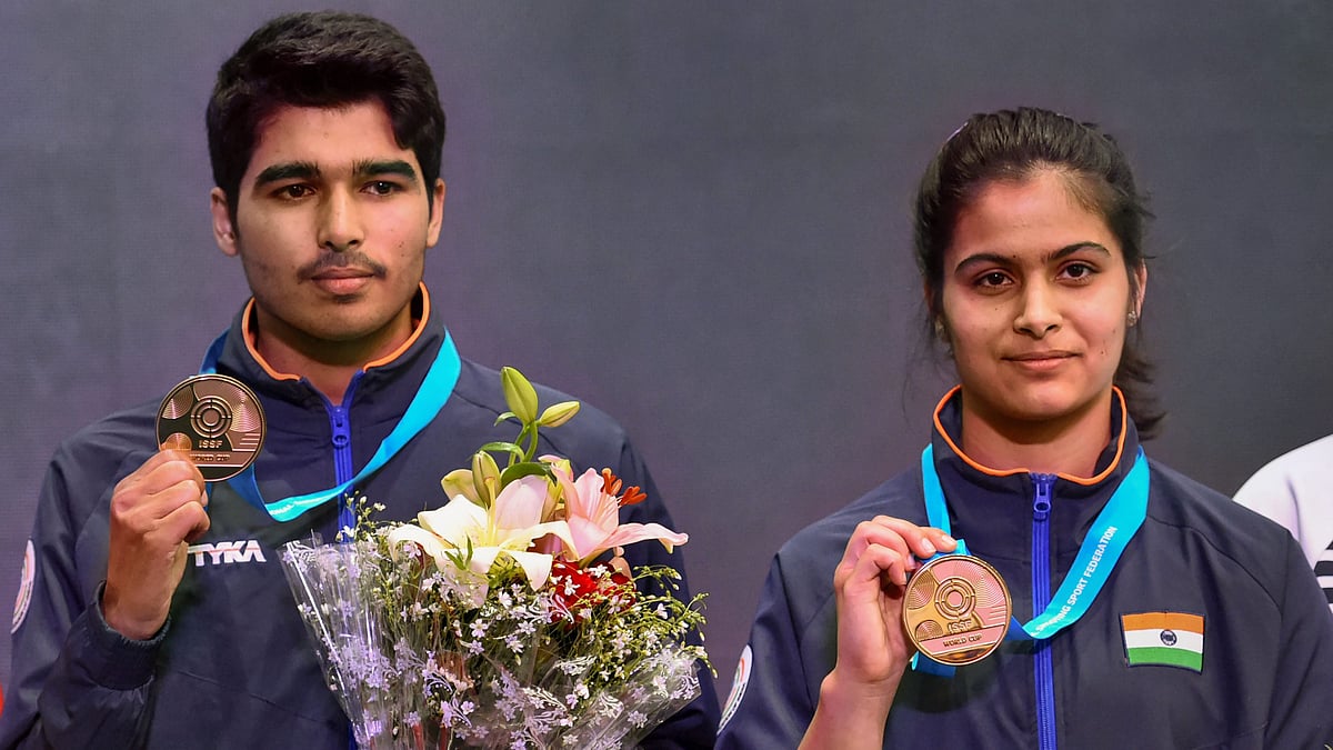 India’s teenage pair of Manu Bhaker and Saurabh Chaudhary clinched a gold in the 10m Air Pistol Mixed Team of the ISSF World Cup. 