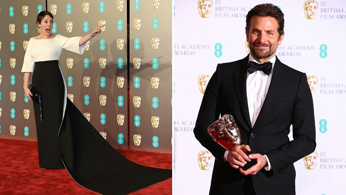 Olivia Colman and Bradley Cooper at the awards night. 