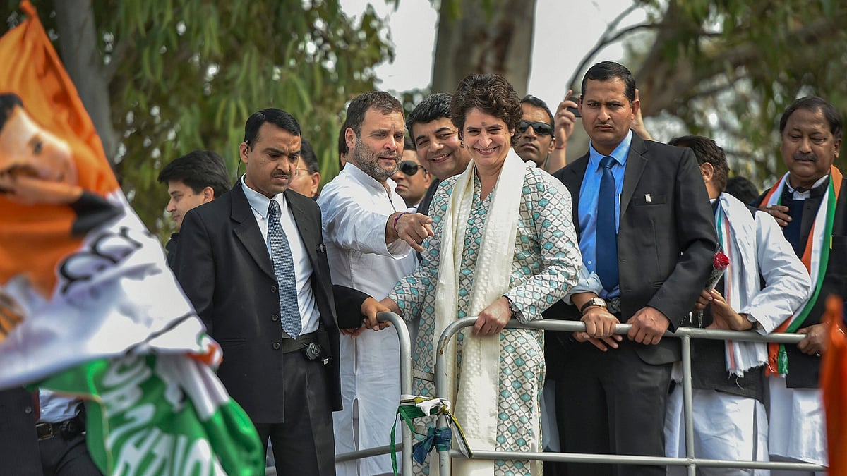 Congress President Rahul Gandhi and All India Congress Committee (AICC) General Secretary of Uttar Pradesh East, Priyanka Gandhi Vadra, during a roadshow, in Lucknow.