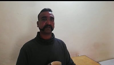 A photograph of Wing Commander Abhinandan Varthamana, who is in Pakistan