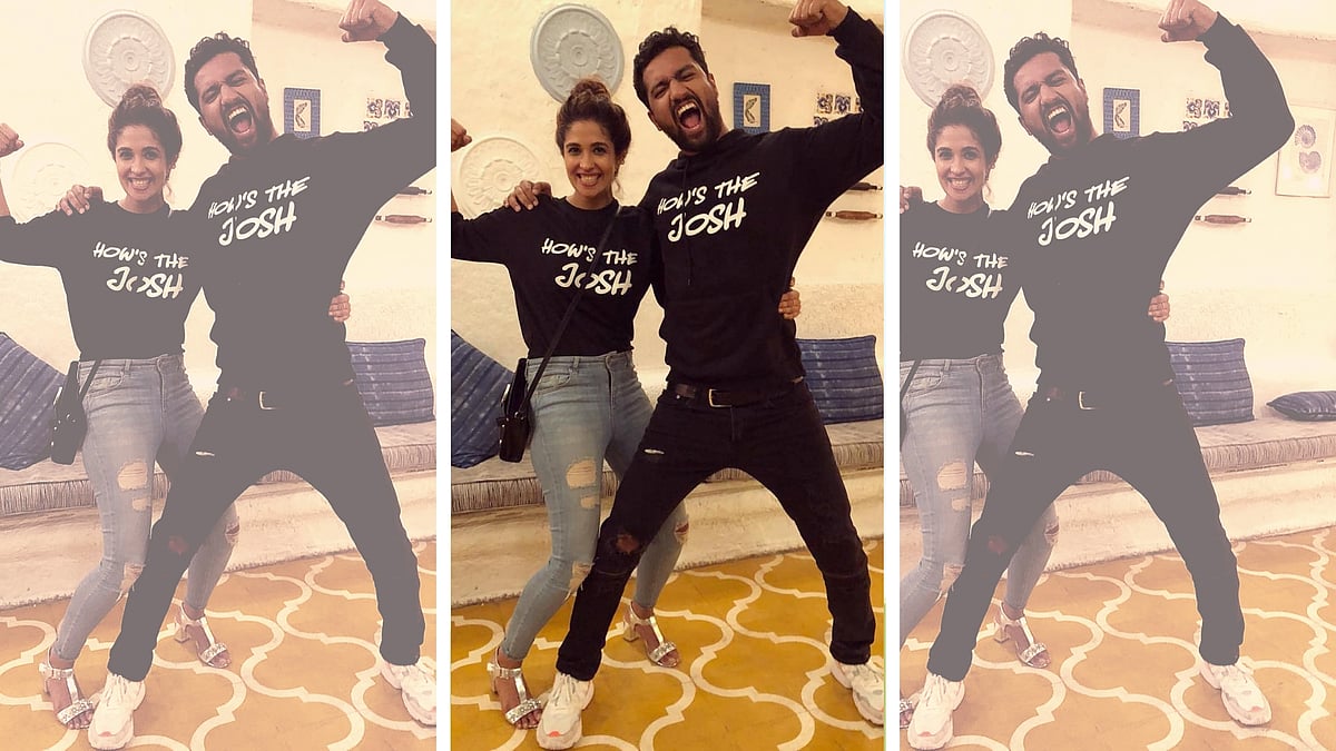 Vicky Kaushal and Harleen Sethi celebrating the success of <i>Uri: The Surgical Strike</i>.