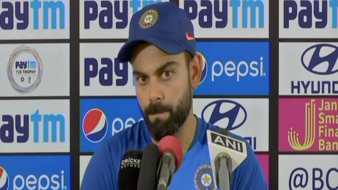 Indian captain Virat Kohli addresses the media ahead of the first T20I against Australia at Visakhapatnam.