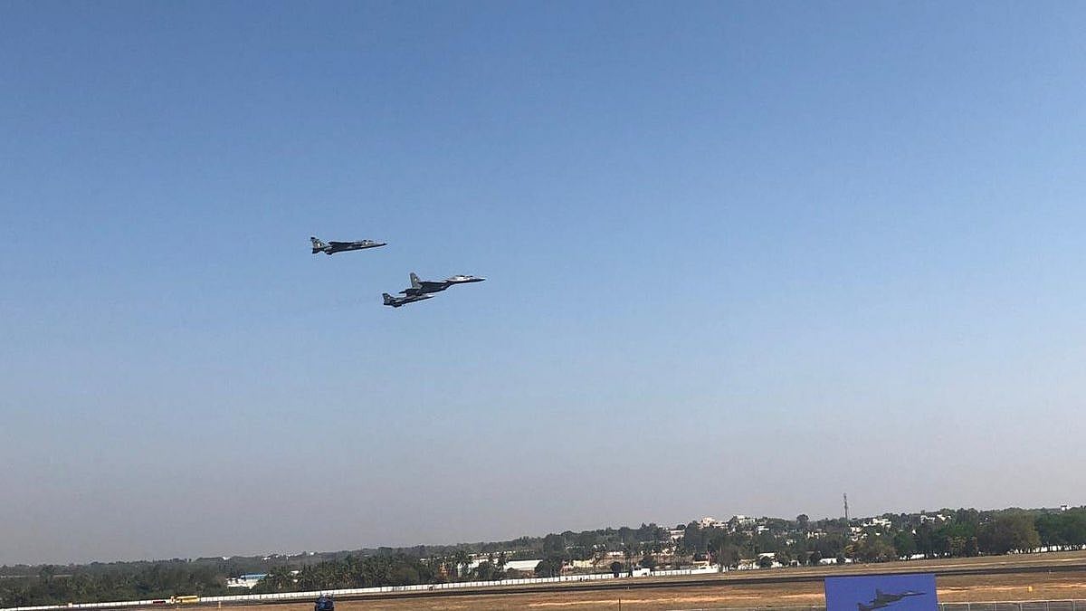 The ‘missing man’ formation at Aero India 2019 to honour the deceased pilot. 