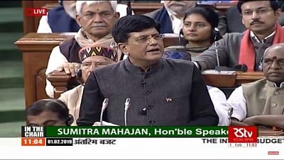 New Delhi: Union Finance and Corporate Affairs Minister Piyush Goyal presents interim Budget for 2019-20 in Lok Sabha, in New Delhi on Feb 1, 2019. (Photo: IANS/RSTV)