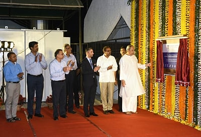 Bhubaneswar: Odisha Chief Minister Naveen Patnaik along with former World and Olympic shooting champion Abhinav Bindra during the inauguration of Abhinav Bindra Targeting Performance (ABTP) centre at Kalinga Stadium in Bhubaneswar on Feb 18, 2019. (Photo: IANS)