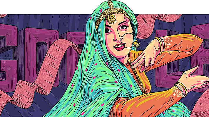 Madhubala is depicted in her <i>Mughal-E-Azam</i> avatar in her own Google Doodle.