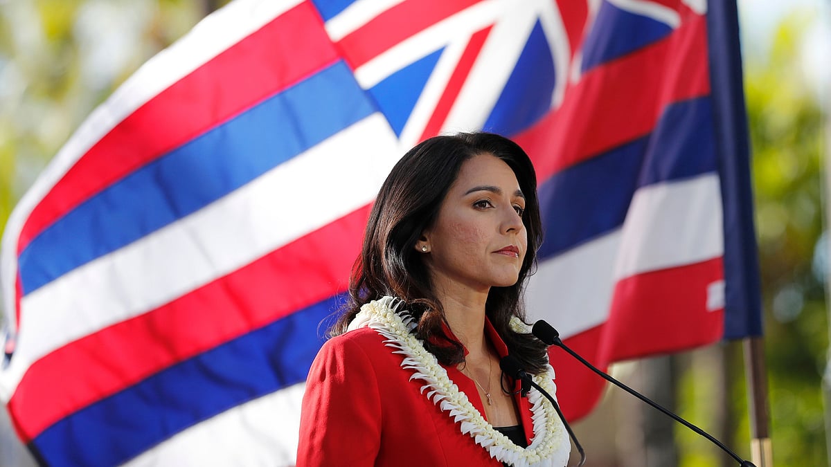 Tulsi Gabbard during a campaign rally announcing her candidacy for president in Waikiki.