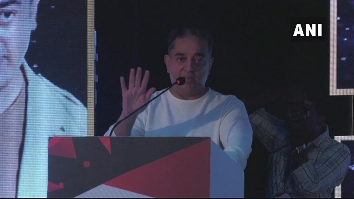 Makkal Needhi Maiam chief Kamal Haasan at an event in Chennai on Sunday, 17 February.