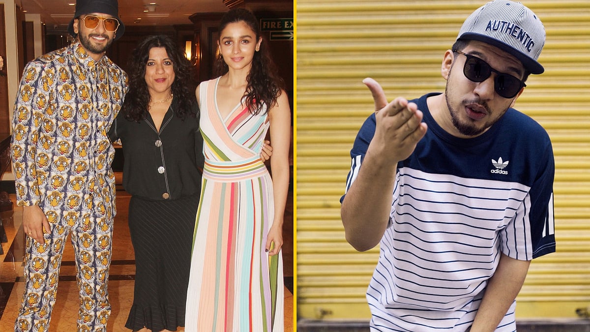 Zoya Akhtar with Ranveer and Alia at promotions for <i>Gully Boy</i>; Rapper Naezy.
