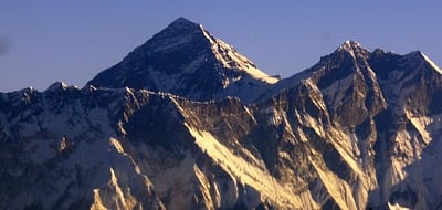 KATHMANDU, Nov. 9, 2016 (Xinhua) -- Photo taken on Nov. 8, 2016 shows a early morning view of Chomolungma as seen from a plane during the mountain flight in Kathmandu, Nepal. Due to the effects of climate change and global warming, the mountains of the Himalayan range have less snow, resulting in the world