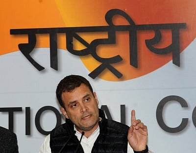 New Delhi: Congress President Rahul Gandhi addresses a press conference regarding alleged scam in Rafale deal in New Delhi on Feb 13, 2019. (Photo: IANS)