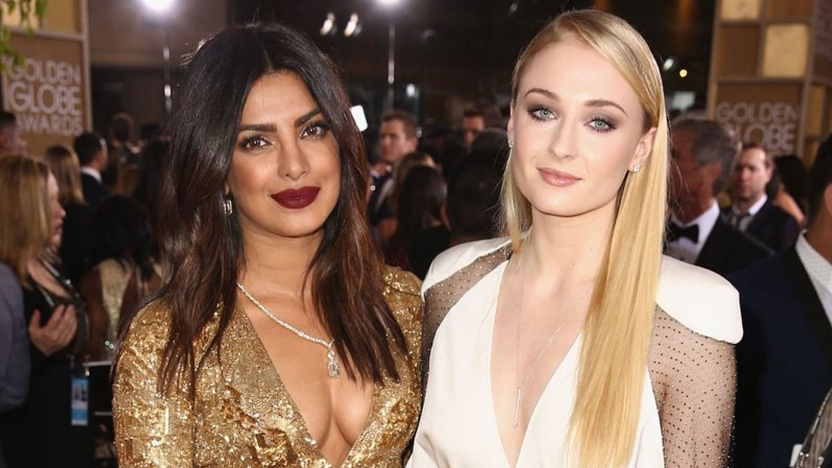 Priyanka Chopra and Sophie Turner at the Golden Globes.