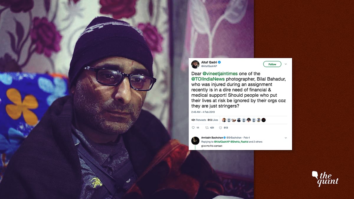 Kashmiri photojournalist Bilal Bahadur was injured while covering a funeral in Baramulla. 