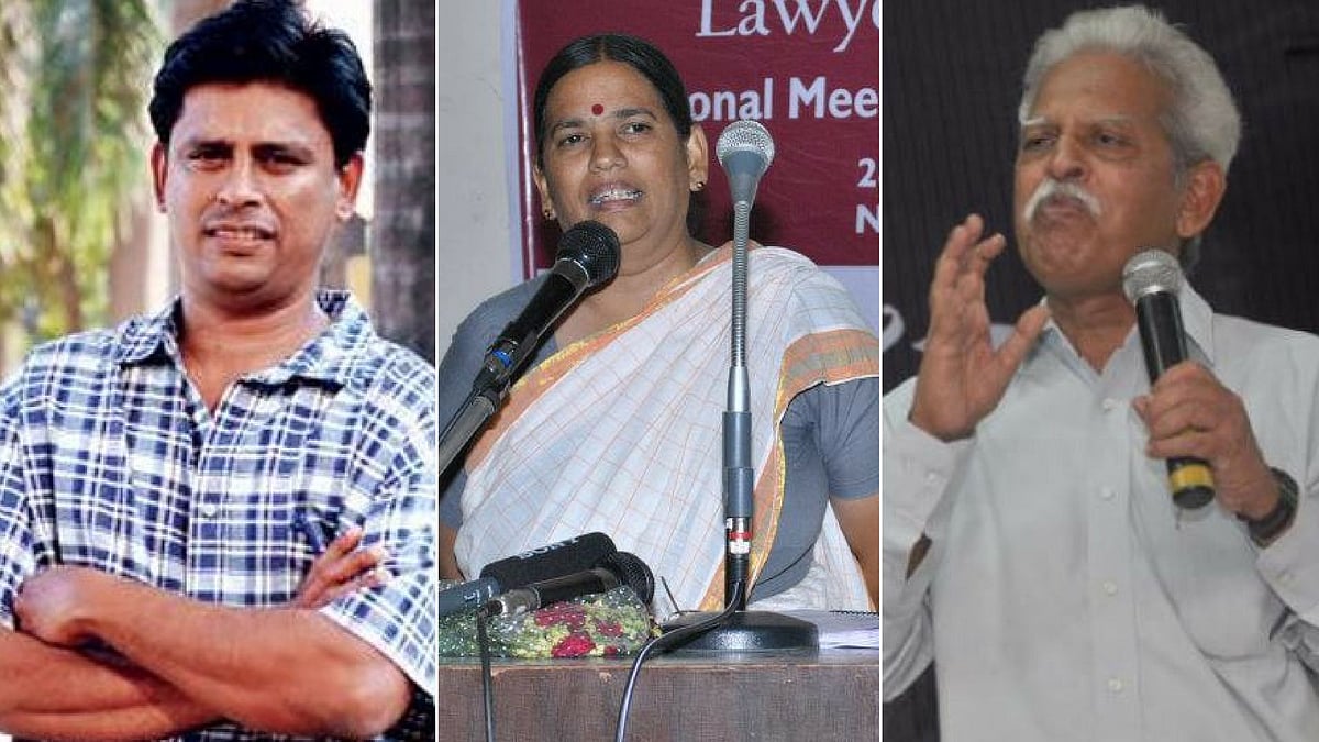 File image of Arun Ferreira (left), Sudha Bharadwaj (centre), Varavara Rao (right).